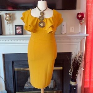 Symphony | Women’s Plus Size Dress with Ruffle Trim Neckline​